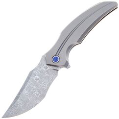 Складной нож Rike Knife S05 сталь Mosaic Damascus, рукоять Titanium/MokuTi