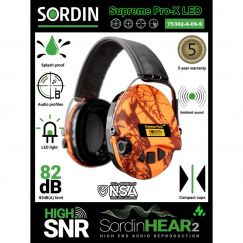 Камуфляжные активные наушники Sordin Supreme Pro-X Led Blaze