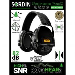 Активные наушники для стрельбы и охоты Sordin Supreme Pro-X Black Leather