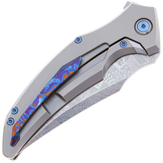 Складной нож Rike Knife S05 сталь Mosaic Damascus, рукоять Titanium/MokuTi