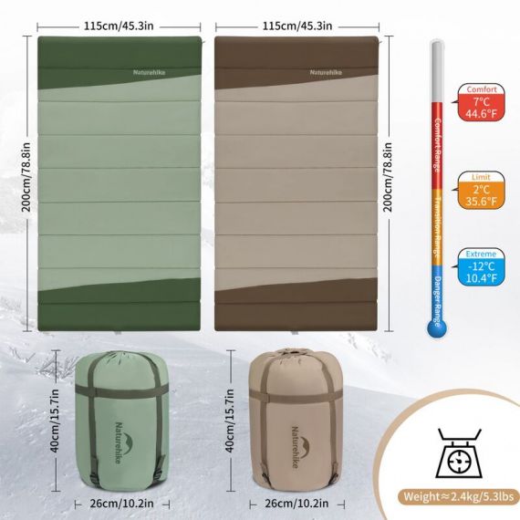 Спальный мешок NATUREHIKE YC Extra Wide Green