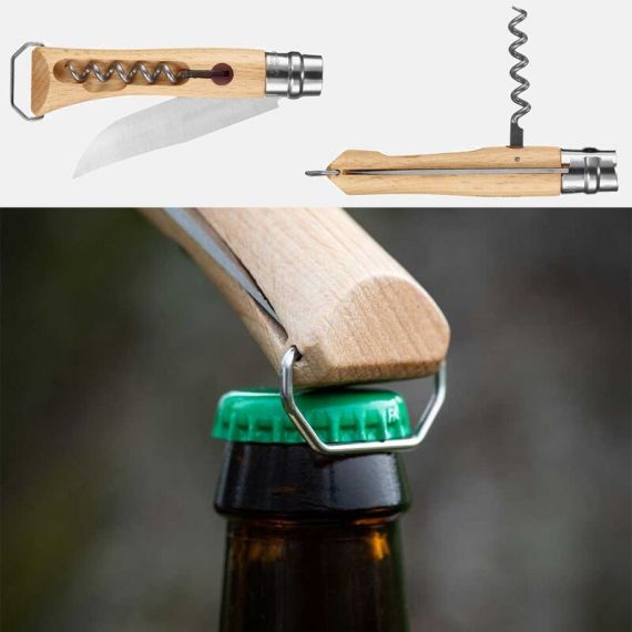 Складной нож со штопором и открывалкой бутылок Opinel Inox 10VRI