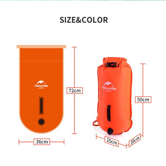 Гермомешок NATUREHIKE надувной, 18L, 50х25х20см, оранжевый