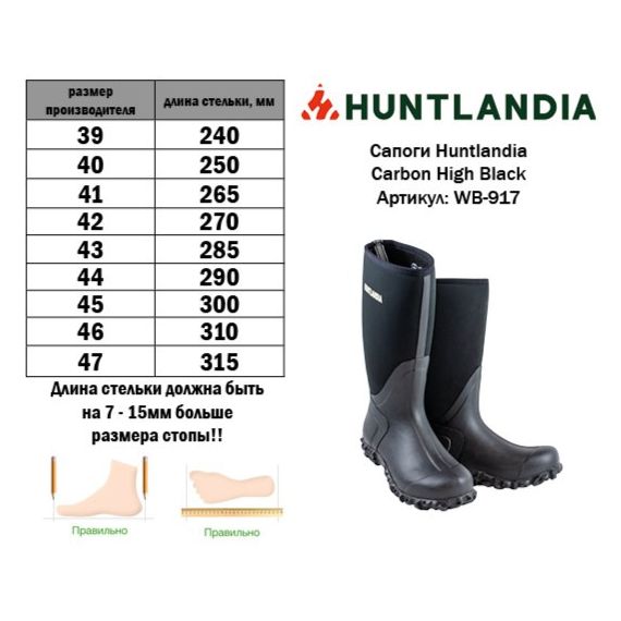 Тёплые сапоги с неопреном HUNTLANDIA Carbon High