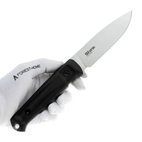 Тактический нож Kizlyar Supreme Sturm сталь AUS-8 Stonewash, рукоять Black G10