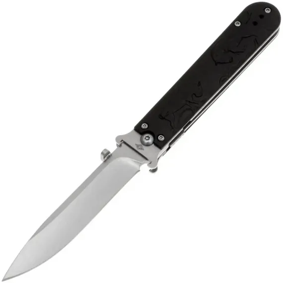 Складной нож Перемен Зубры stonewash 8Cr14MoV, рукоять Black FRN