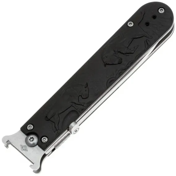 Складной нож Перемен Зубры stonewash 8Cr14MoV, рукоять Black FRN