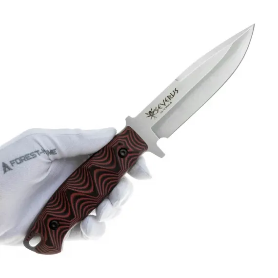 Тактический нож Kizlyar Supreme Severus сталь VG-10 Cryo Stonewash, рукоять Black/Red G10